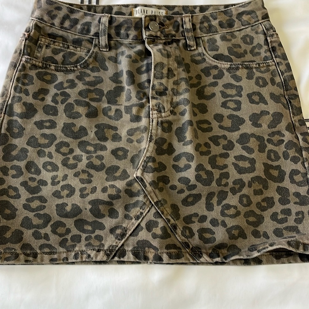 Blank Paige Leopard Denim Skirt